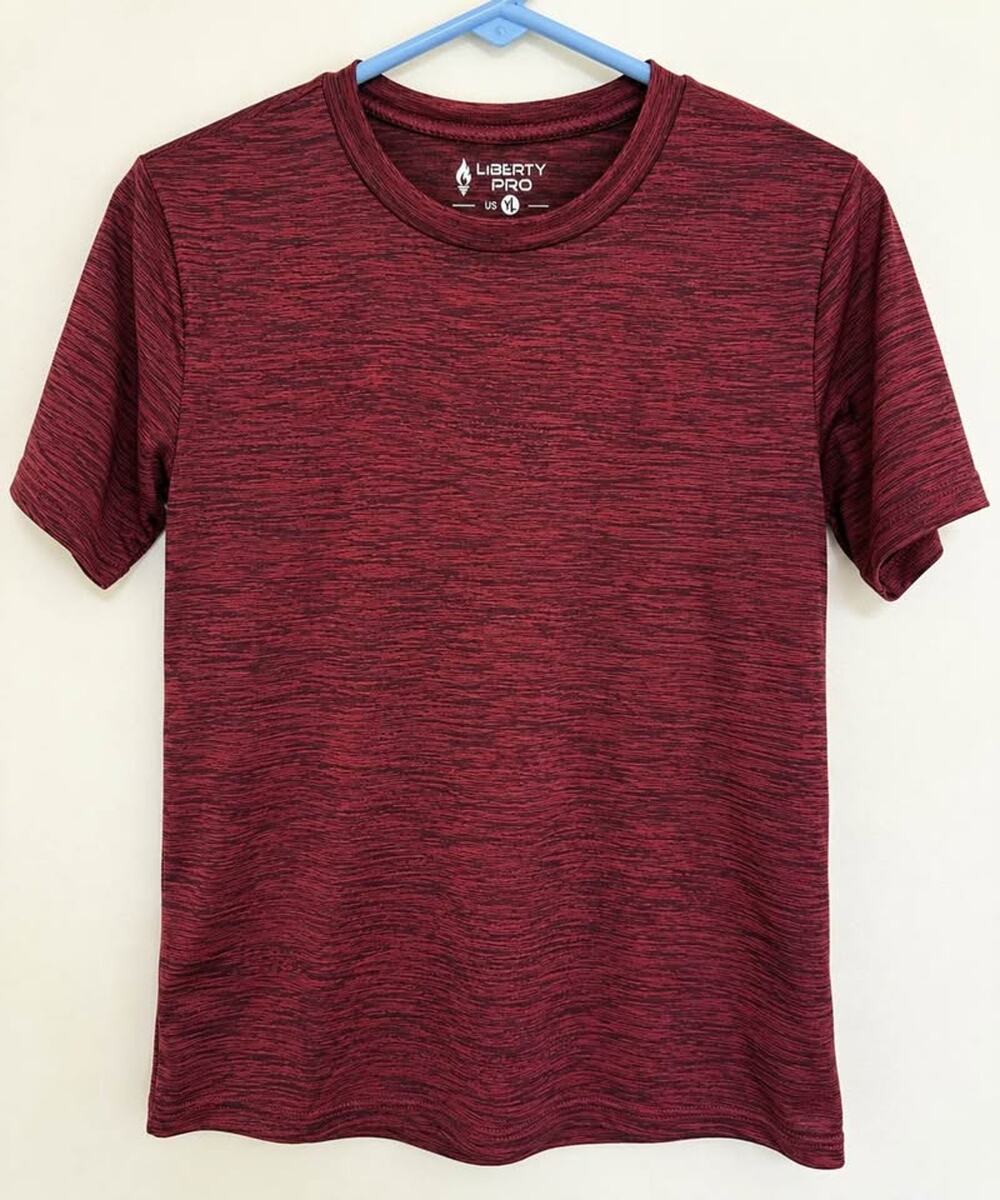 Liberty Pro YL Burgundy Heather Performance Athletic T-Shirt (as25b2)
